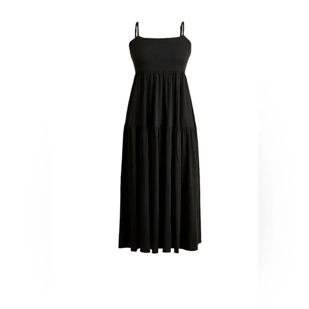 J.Crew Knit Tiered Dress Tie Back Black NWT XL